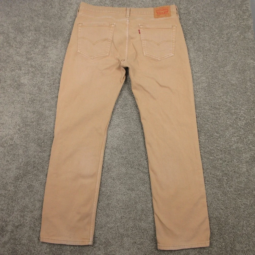 Levis Jeans Mens 36x32 Tan 514 Slim Straight Faded Zip Fly Light Denim Pant Work